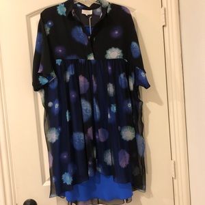 Never worn black dress with blue and green detail